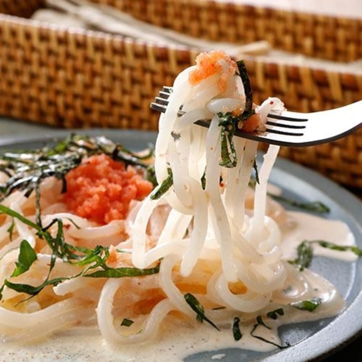 こんにゃく麺で明太クリームパスタ